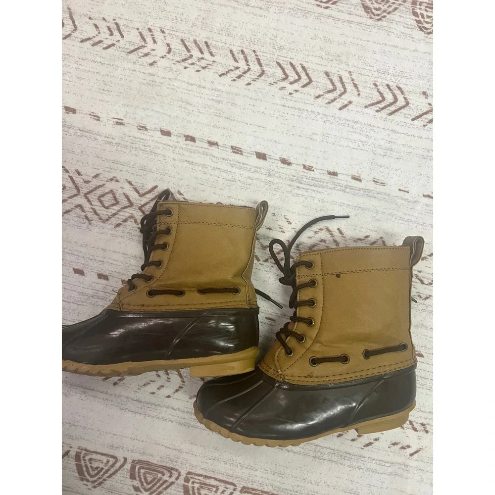 Capelli New York Kids Brown‎ Duck Boots Size 3 Big Kids Lace Up Rain Shoes